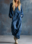 Naiste T&auml;navane Lahtine Pikk Elegantne &Uuml;he Rinnaga Cowboy Kombinesoon Pikkade Varrukatega &Uuml;hev&auml;rviline Kapuutsiga Romper XL