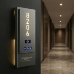 2026 Uus roostevabast terasest hotelli uksesilt maja numbrid valgusega uksenumbrim&auml;rk Tehase masstootmine korteri uksenumbrid (Black,Stainless Steel) must