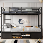 K&otilde;rgvoodi, Avatud kingakapp, Kaheukseline hoiukapp, Lastele ja teismelistele, K&uuml;lgmise redeliga, Kukkumiskaitsega, Raud, Must, 90x200cm 205 x 95.5 x 156.5 cm must