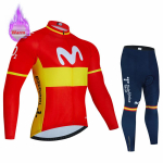Movistar Talvine Soe Termiline Fliisikomplekt Jalgrattariided Jalgrattas&auml;rk Spordiriided Hispaania MTB Rattariided Maillot Ciclismo Hombre XS（old）