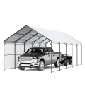 VEVOR Tugevast Metallist Autovarjualune, 13' x 26' V&auml;litingimustes Kasutatav Autovarjualune Tsingitud Terasraami ja Katusega 5 x 3 x 198 cm