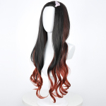 Must Tume Punane Gradiendi V&auml;rvi Krussis Pikk Juustega Nezuko Anime Cosplay Parukas 30 tolli N&ouml;&ouml;biga V&otilde;rk Keemiline Kiud L&otilde;ng Kogu Parukas black