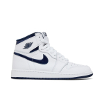Air Jordan 1 Retro High OG BG 'Metallic Navy' (Unisex) Valged / Kesk&ouml;&ouml;sine Sinised Laste Korvpallijalatsid 575441 106 37.5 white