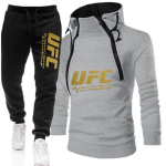 Meeste Naiste Kapuutsiga Dressipluusi Komplekt Pikkade Varrukatega Fliisvoodriga Vabaaja Spordidress S&uuml;gis MMA UFC Treening XXXXL helehall v&auml;rv