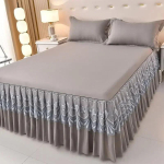 3 tk Voodiseelik Voodipesu Pitsiline Seelik Elastne Paigaldatav Kahekohaline Voodikate Padjap&uuml;&uuml;ridega Madratsikate Voodipesukomplekt Elastne Kuningliku Suurusega Voodilina 3PC 180X200CM