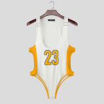 INCERUN Meeste S&uuml;gava U-kaelusega Varrukateta Kirjatr&uuml;kiga Kitsas Kombinesoon Bodysuit Jumpsuit Aluspesu XL kollane