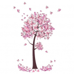 Pink Butterfly Flowers Tree Eemaldatav seinakleebis Elutoa Magamistoa Kodukleebis 1pc