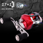 Baitcastingi kalastusrull magnetklambriga roostevabast terasest pool, 17+1 kuullaagri &uuml;lekandearv 6,3:1 left Hand punane