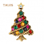 Moodne v&auml;rviline kristallkivist j&otilde;ulupuu, metallist pross, j&otilde;ulukink naistele kuldne