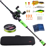Sougayilang Bass Fishing Kit kaasaskantav k&otilde;rge s&uuml;sinikusisaldusega &otilde;ngeritv koos Baitcasting p&uuml;&uuml;girulliga t&auml;iskomplekt 2.1M Rod & Left Reel
