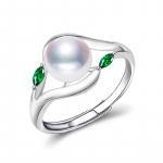 LSOOYH Pearl Jewelry Naturaalsed mageveep&auml;rlitest s&otilde;rmused naistele Moodne roheline kristallist s&otilde;rmus Adjustable Size valge