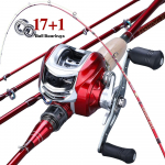 17+1BB Baitcasting Reel'iga 7.2:1 kiirp&uuml;&uuml;girulliga 4 sektsiooniga &otilde;ngekombinatsiooniga ritv 2.1mRod Left hand reel