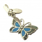 Les Tr&eacute;sors De Lily [P2540] - Pendentif Charm 'Papillon des Songes' bleu gris nacr&eacute; t&uuml;rkiissinine