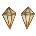 7bis [Q6137] - Boucles artisanales 'Origami' dor&eacute; (diamant) - 13x9 mm kuld