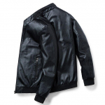 S&uuml;gis Soe Meeste Nahkjakk Pluss Suurus 8xl Meeste P&uuml;stkrae Mantel Nahast Bikerjakid Lukuga Mantel Talv 7XL must
