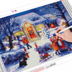 5D DIY teemantmaalimismaja t&auml;isruudukujuline &uuml;mmargune puur Teemanttikandid Talvine mosaiik maastik j&otilde;ulukaunistus Full Round 20X30CM