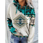Naiste Plus Size Pullover Hoodie Pikkade varrukatega &Uuml;markaelus Etnilise tr&uuml;kiga dressipluus XL