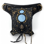 Johnature Steampunk Chain Rivet Waist Pack Unisex Moto & Biker Belt Bag Multifunktsionaalsed Pu-nahast &otilde;lakotid must