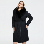 Astrid Winter Parka naturaalsest ehtsast karusnahast krae mantel, eemaldatav trent&scaron;mantel, naiste suur jope XXL must