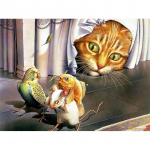 T&auml;is&uuml;mmargune teemantmaaling kasside k&auml;ekell, mis hiired varastavad kala teemanttikandid Ristpistes n&auml;put&ouml;&ouml; Kodukaunistus Full Round 20x30CM