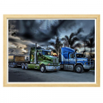 Ruudukujuline teemantmaal Marseille veoauto mustriga, kasutatud kodu kaunistamiseks, maalimine, isetegemine, k&auml;sitsi valmistatud, t&auml;is teemante, t&auml;ielik teemant 40x30cm