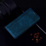 Business nahast klapitav rahakoti&uuml;mbris Apple iPhone XS Max X XR 6 8 7 Plus 13 12 11 Pro Huawei Honor Xiaomi Redmi Poco Samsung Galaxy raamatukaante &uuml;mbriste jaoks Huawei Y7 2019 sinine