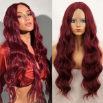 MISSQUEEN punane pruun parukas pikk laineline parukas s&uuml;nteetiline parukas kuldne punane parukas k&otilde;rge temperatuuriga kiust, sobib naiste igap&auml;evaseks kandmiseks. T1B/613