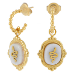 Les Tr&eacute;sors De Lily [R4372] - Disainer terasest k&otilde;rvar&otilde;ngad 'Cl&eacute;opatra' kuldvalged - 11 mm - 16x14 mm (madu) valge