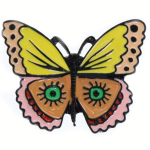 Les Tr&eacute;sors De Lily [R6078] &ndash; magnetpross  Lilipoupettes  (liblikas) kollane beež - 50x40 mm kollane