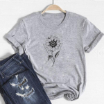 (Aasia suurus)Naiste prinditud T-s&auml;rk, lilleline stiil, trend, stiil 90ndate moodne T-s&auml;rk Naiste graafiline riietus vabaaja l&uuml;hikeste varrukatega T-s&auml;rk S