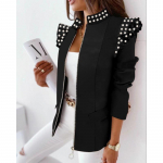 Lady Casual jope Ruuduline Flounce Edge Cardigan Stand Collar Naiste bleiser XXL