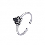 Vintage t&otilde;eline S925 Sterling h&otilde;be must obsidiaani s&otilde;rmus naistele Anillos De Crown Shape Obsidiaani ehted v&auml;&auml;riskivi naistele Anel Resizable must