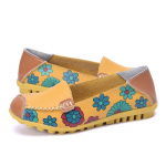 Naised, lilled, lillelised, nahast jalatsid, lamedad balletikingad, &uuml;mmargused varvaste libisemine kingad 35 kollane