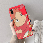 Iphone 12 13 Mini 11 Pro Xs Max 8 7 6 6s Plus X 10 5 5s Se 2020 Xr Hayao Miyazaki Anime Ponyo Silikoonist punane matt telefoni&uuml;mbris jaoks For 6Plus and 6sPlus
