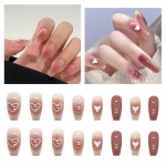 1 tk l&uuml;hikeste akr&uuml;&uuml;lkirstude komplekt kunstk&uuml;&uuml;ntel Korduvkasutatavad prantsuse s&otilde;rmeotsad Kawaii kunstk&uuml;&uuml;ned disainiga ZPG valge