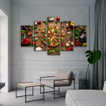 5 paneeli Loominguline Armastus Pizza l&otilde;uend Maalimine Plakatid ja Prindid K&ouml;&ouml;giteema Modulaarne Seinakunst Pildid Kodukaunistus Ilma raamita 40x60cm*2 40x80cm*2 40x100cm*1