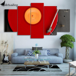 HD-prinditud 5-osaline l&otilde;uendikunst DJ vana plaadimaal Modulaarsed seinapildid elutoa sisekujunduseks 20x35cm*2 20x45cm*2 20x55cm*1