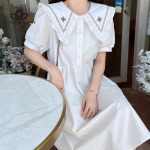 Uus nukukrae tikandiga kaelarihm &uuml;li&otilde;pilaskleit naisele vabaaja elegantne suvine rannapeo kleit Lolita S valge
