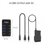 Mitme pordiga USB 3.0 splitter 7/10 pordi laiendaja mitu USB 3.0 12v toiteadapter USB jaotur koos l&uuml;litiga s&uuml;learvuti dokkimisjaama jaoks RSH516-5V2A