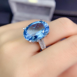 BELLA BOX tipptasemel Interneti-kuulsuste reaalajas voogesitus, uus toode, Big Karat Simulation Sky, sinine topaas, Full Diamond Open Ring, naiste ring Adjustable Opening sinine