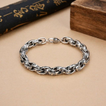 S925 Sterling Silver Vintage isikup&auml;rastatud kuue t&auml;hem&auml;rgiga t&otilde;este s&otilde;nadega lukustuv k&auml;ev&otilde;ru Meeste ja naiste moeehted kingitus 18cm