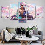 LOL M&auml;ngu plakatid Andestamatu Yasuo Spirit Blossom HD 5 paneeli Magamistoa seinamaaling Moodne kunst S&ouml;&ouml;gituba Dekoratiivne 20x35cm*2 20x45cm*2 20x55cm*1