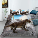 Dinosauruse mustriga voodipesukomplekt lastele, voodipesu, tekikott, padjap&uuml;&uuml;r, lina/kahe voodi, t&auml;issuuruses voodikate, mugav kodukaunistus Baby 100x135cm