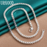 925 Sterling h&otilde;be 4mm ruuduline kaelakee Moe ehted 45cm