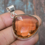 Morganite v&auml;&auml;riskivist 925 sterlingh&otilde;bedast k&auml;sitsi valmistatud imeline ehteripats 1.58 Inches oranž