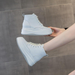 Fujin 7,5 cm Uued naturaalsest ehtsast nahast s&uuml;gissaapad naiste pahkluu naiste jalan&otilde;ud platvormiga kiiltossud kevadsaapad 34 must