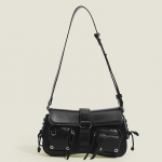 Yogodlns Gothic Punk lahe naiste kaenlaaluste kott, t&uuml;drukute &otilde;lakott, moekujundus PU-nahast naiste vintage v&auml;ikesed k&auml;ekotid. 28x7x15cm must