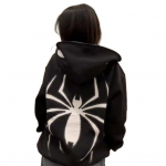 Unisex mantel Spider Print Dark Punk Style Unisex Halloweeni kost&uuml;&uuml;m High Street Hip Hop Pehme Palus T&otilde;mblukuga pikkade varrukatega kapuutsiga s&uuml;gismantel M must