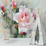 Seinapilt 3D Euroopa roosa roosi tapeet Elutoa Taust Kunst Seinapaberid Seintele 200 cm(W) x 140 cm(H)