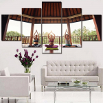 &Uuml;ks komplekt 5-osaline Modulaarne Fitness Girl Yoga Pilt Kodu Dekoratiivne seinakunst Kaasaegne l&otilde;uenditr&uuml;ki t&uuml;&uuml;p Sport Maali raam Ilma raamita 20x35cm*2 20x45cm*2 20x55cm*1